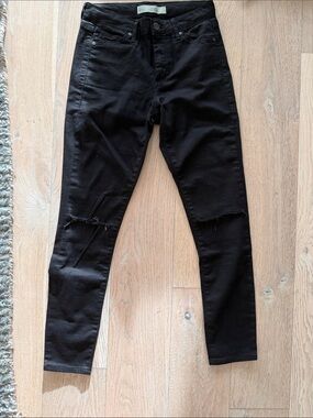 Topshop Black Skinny Jeans with Knee Rips